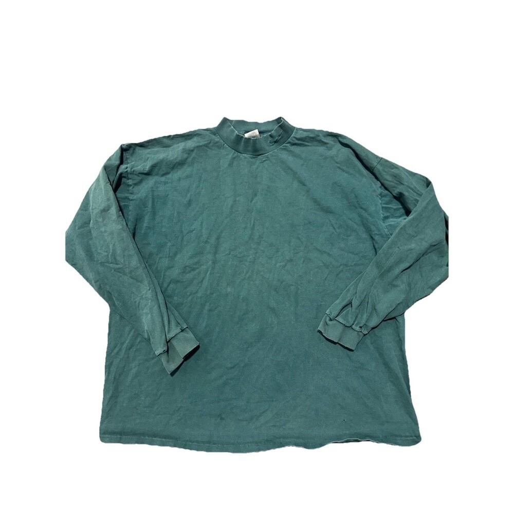VTG Nike Faded Longsleeve Shirt Swoosh 2XL Mock Turtleneck Forest Green